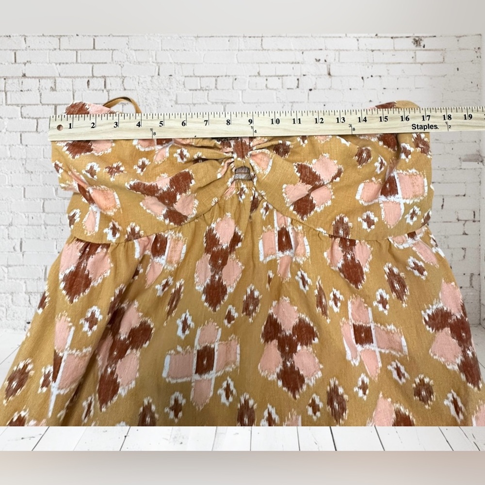 Aerie Strapless Linen Blend Dress.
Gold/brown/pink. Size : XL - Picture 9 of 12
